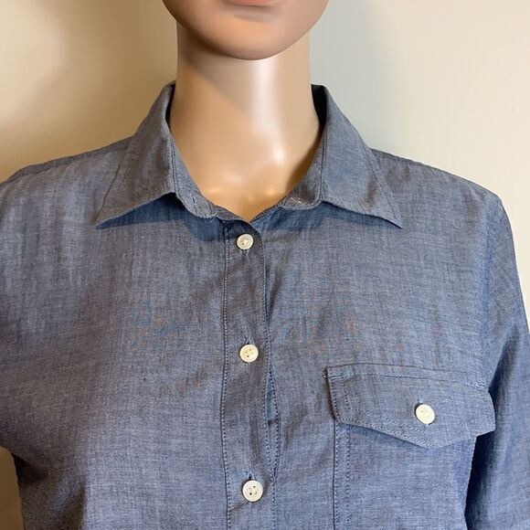 ❤️Last Chance J. Crew denim chambray half button tunic top size XL - Picture 2 of 10